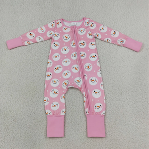 Pijama Enterizo de Verano para Bebé Niño con Estampado de Muñeco de Nieve Rosa, sin Mangas, con Cierre de Cremallera, Transpirable, de Algodón Suave, Longlv - Product Image 4