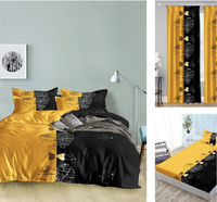 Impression 3D 100% polyester impression numérique coeur amour fleur ensemble de literie avec rideau assorti ensemble de literie moderne draps de couette