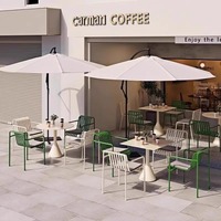 Ensemble de table et de chaises de salle à manger d'extérieur en fer design moderne pour parcs, jardins, hôtels ou cafés