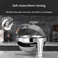 Plat à réchaud rond moderne en acier inoxydable avec couvercle rabattable et fenêtre en verre, design détachable, alimenté à l'alcool, pour buffet