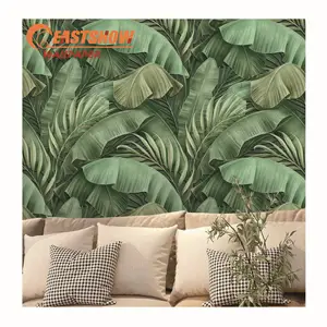 Papel tapiz de árbol verde de pvc de fábrica de China, papel tapiz moderno para sala de estar