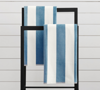 Serviette de plage et de bain en coton tissé rayé de haute qualité, 2 couleurs, grande taille, avec couleur et logo personnalisés