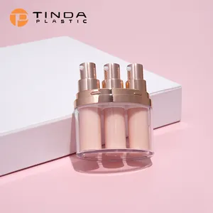 Three tube bottle plastic cosmetic packaging luxury skincare containers double tube dual chamber 3 in 1 airless pump bottle