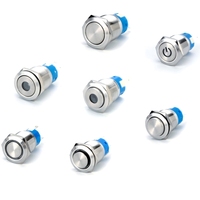 Interrupteur à bouton-poussoir miniature LED modifié à courant élevé, étanche IP67, en acier inoxydable de 19 mm, à actionnement court et momentané