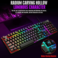 Meilleure Vente T-Wolf T20 Clavier Gaming Filaire USB Optique Rétroéclairé RVB 104 Touches pour PC Ordinateur de Bureau Portable