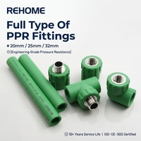 Tuyau d'alimentation en eau froide et chaude sans plomb REHOME PN20 1/2 pouce 3/4 pouce 1 pouce Tuyau PPR vert pour la plomberie de la maison et de l'appartement
