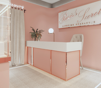 Meuble de bureau au design unique, comptoir de réception en forme de I, comptoir de caisse moderne avec éclairage LED, comptoir de réception de salon