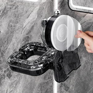 Support mural pour sèche-cheveux, finition chromée blanc brillant, solution de rangement sans perçage à ventouse, forme rectangulaire - Product Image 5