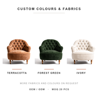 Fauteuil d'appoint capitonné en chêne massif, revêtement en chenille, pour salon et chambre à coucher, vente en gros OEM ODM
