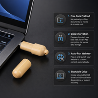 Clé USB 2.0 en bois personnalisée en forme de pilule, écologique, avec logo, coffret cadeau promotionnel médical, 8 Go/16 Go/32 Go/64 Go/128 Go