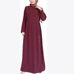 Muslim Abaya <b>Dress</b> Women Vintage Straight Natural <b>Long</b> Sleeve Modest Solid Floor-Length Middle East Islamic Arabian Robe Loose - Product Image 2