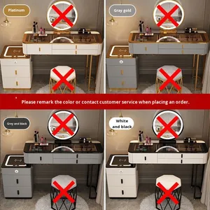 Tavolo da Trucco Intelligente con Ricarica Wireless, Lussuoso Stile Nordico, per Camera da Letto e Bagno, Moderno e Multifunzionale - Product Image 6