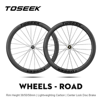 Jeu de roues de compétition TOSEEK en fibre de carbone 700c pour route, profondeur 50 mm, finition mate UD, frein à disque, tubeless, légères, pour vélo de course, OEM