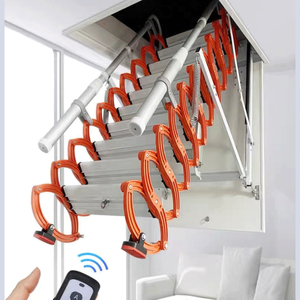 Escalier <span class=keywords><strong>escamotable</strong></span> entièrement automatique en acier forgé, échelle électrique rétractable épaissie améliorée avec télécommande pour usage domestique intérieur - Product Image 1