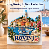 Aimant de réfrigérateur en résine WeiVista personnalisé Rovinj, Croatie, ville historique en bord de mer, souvenir de voyage, fabricant en gros
