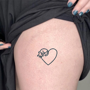 Tatuaggio temporaneo a forma di cuore con gatto carino, tatuaggio semipermanente impermeabile e resistente al sudore, dura 2 settimane, per braccio e gamba - Product Image 4