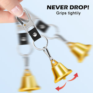 Solid <b>Brass</b> Bear <b>Bell</b> 3 in 1 With Emergency Whistle and Carabiner Clip Outdoor Camping Hiking Survival Promotional Gift - Product Image 4
