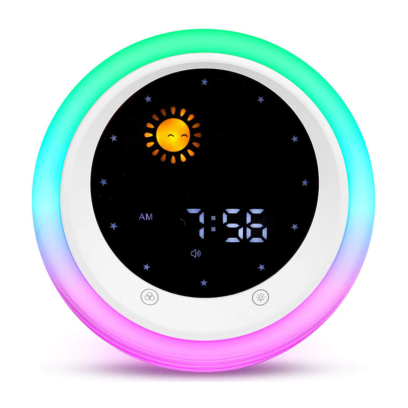 Mejor regalos de enseñar a los niños de dibujos animados Luna niños despierta luz y luz de noche reloj