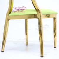 Chaise de banquet VIP moderne et personnalisée en or brillant pour événements, dossier rond, pour la Foire de Canton 2026 – En vente