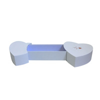Boîte cadeau créative en forme de double cœur pour les fêtes, emballage de fleurs, estampage sur carton composite, souvenir de Chine