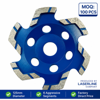 Meule diamantée de 125 mm (5 pouces) à 6 segments, meule à coupelle ronde pour béton, granit, pierre, ébavurage, meuleuse d'angle, dureté moyenne