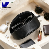 Étui à lunettes personnalisé en cuir PU, pochette à fermeture éclair haut de gamme pour lunettes, boîte de rangement pour lunettes de soleil, personnalisation du logo par l'usine
