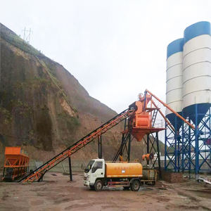 HZS 50 M3/h tanaman Batching beton tetap dengan mengangkat Hopper beton paksa Mixer tanaman beton - Product Image 2