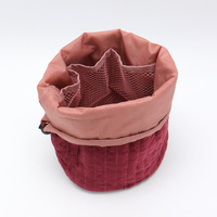 Sac à cordon cylindrique personnalisé en velours et flanelle matelassé, grande capacité, pour cosmétiques, maquillage et articles de toilette, idéal pour les voyages