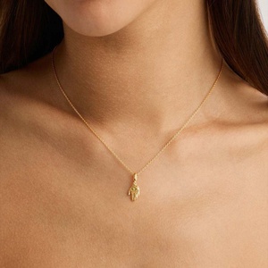 Milskye gioielli alla moda 925 argento sterling 18k oro vermeil verde naturale peridoto <span class=keywords><strong>hamsa</strong></span> ciondolo a mano collana anima - Product Image 2
