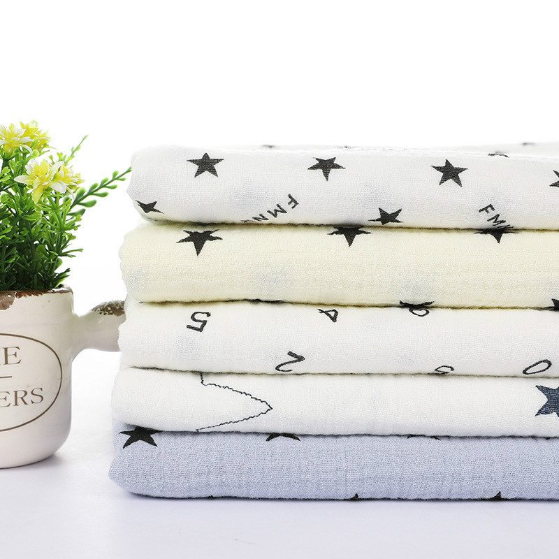 Чистая двойная марля, хлопчатобумажная креп-ткань, Звездный принт, хлопчатобумажная креп-ткань, материал для рукоделия, шитье, лоскутное шитье, детская ткань