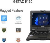Getac K120 12.5 "FHD écran tactile industriel 2-en-1 robuste ordinateur portable Intel Core I5-8250U 4G LTE 16GB RAM 512GB SSD Windows 11 Pro