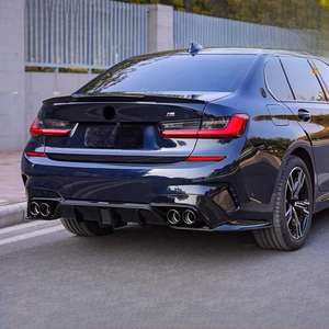 CMST Style Carbon Fiber/ABS Glänzend Schwarzer Heckdiffusor mit LED-Leuchten für BMW 3er G20 <span class=keywords><strong>M</strong></span> Performance Edition 330i 340i 2020-2024 - Product Image 3
