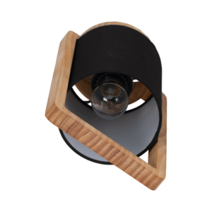 Wood Cylinder Table Lamps <b>Black</b> <b>Shade</b> Decorative <b>Lighting</b> for Bedroom Living Room Nightstand Home Decor - Product Image 6