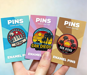 Fabricantes Chinos de Pins y Emblemas Esmaltados Personalizados con el Logotipo de <span class=keywords><strong>San</strong></span> <span class=keywords><strong>Diego</strong></span>, California, Palmeras y Atardecer, para Gorras y Sombreros, Regalo - Product Image 1