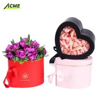 Vente chaude Double Couche PVC Fenêtre Rotative Boîte À Fleurs Saint Valentin Rose Boîte Rose Rouge Noir Préservé UV Fait Papier Cuir