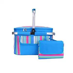 Set di cestini da picnic pieghevoli in plastica all'ingrosso con coperchio con cerniera cestino da picnic personalizzato con isolamento termico
