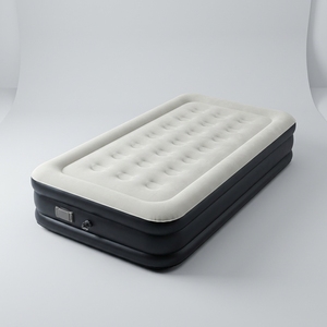 Matelas pneumatique noir moderne écologique à fermeté moyenne, taille Queen, avec pompe intégrée, durable, pour usage domestique et hôtelier - Product Image 1