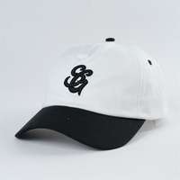 Gorra de Béisbol Personalizada OEM de 5 Paneles con Logotipo Bordado en Relieve, Gorra de Béisbol de Dos Tonos con Talla Ajustable para Hombre