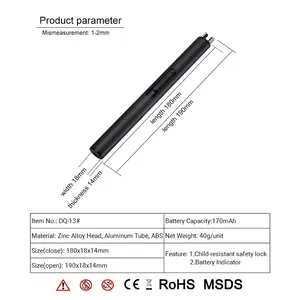 Indicador de batería de Metal plateado, cerradura de seguridad, palo largo, encendedor eléctrico recargable por Plasma