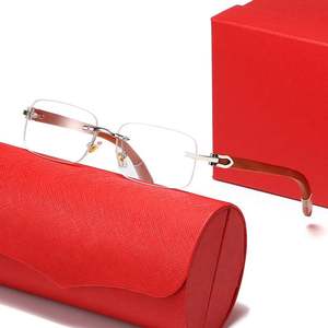 Gafas de Sol de Madera con Marco Pequeño para Mujer, Estilo Vintage, a la Moda, Punk, sin Montura, Rectangulares, Venta al Por Mayor - Product Image 4