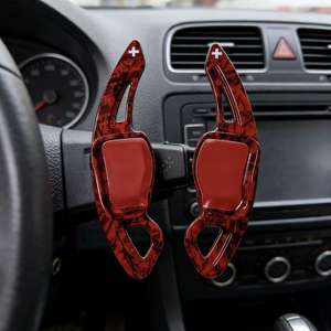 Extension de palettes de changement de vitesse pour <span class=keywords><strong>volant</strong></span>, décoration en fibre de carbone forgée, rouge brillant pour VW Tiguan/Lamando/Golf 6/<span class=keywords><strong>Scirocco</strong></span> - Product Image 2
