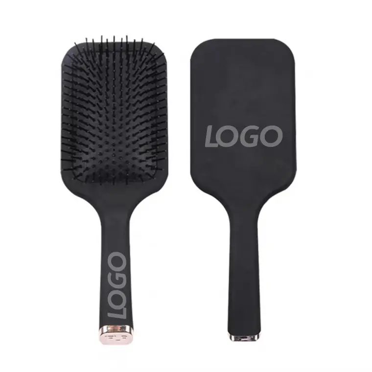 Fashionable Custom LOGO Black Paddle Detangling Hair Brush for For Women Men Salon