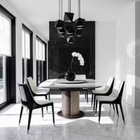 Ensemble de table à manger extensible pour la maison, table à manger extensible en pierre frittée 6 places