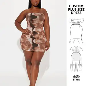 Aschulman festa personalizada Digital impresso Plus Size Bodycon malha vestidos das mulheres