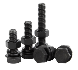 Parafusos e Porcas de Aço Carbono M10X40 com Cabeça Hexagonal, Acabamento Preto Oxidado e Zincado, Inclui 1 Porca, 1 Arruela, 1 Plana e 1 Mola - Product Image 2