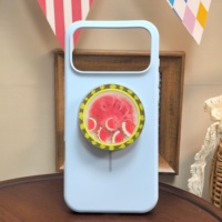 Support de téléphone magnétique rétractable à adsorption puissante, motif dessin animé mignon, pour coques de téléphone magnétiques