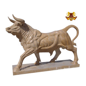 Statue de taureau en pierre sculptée à la main, décoration moderne, taille réelle, Sculpture de tête de taureau en marbre avec prix de Base - Product Image 2