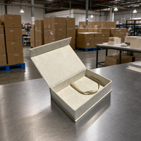 Caja de Regalo Magnética de Papel Hecho a Mano Leabon, Caja de Joyería con Tapa Texturizada Kraft y Cinta, Venta al Por Mayor de Fábrica