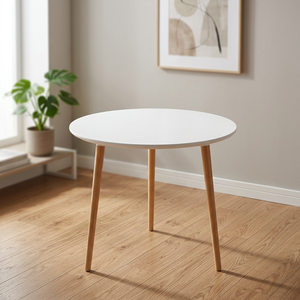 Mesa de Centro Redonda Moderna, Mesa de Pedestal de Madera Blanca, Mesa Auxiliar de Tres Patas para Sala de Estar - Product Image 3