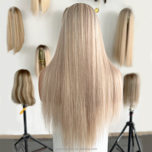 European Human Hair Lace Front <b>Wigs</b> Natural Blonde Full Lace Human Hair <b>Wig</b> for High Level White Women Cuticle Aligned - Product Image 2